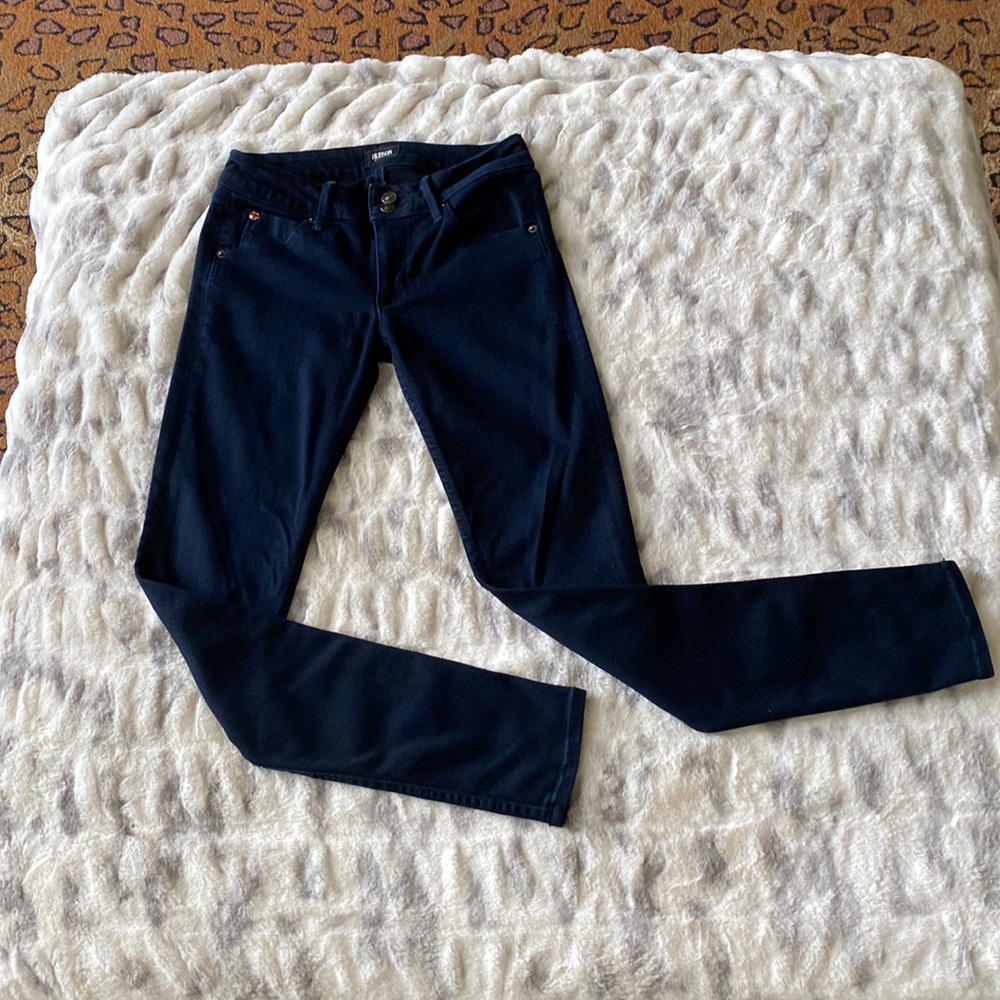 Hudson Collin Midrise Skinny double button waist and back flap pockets